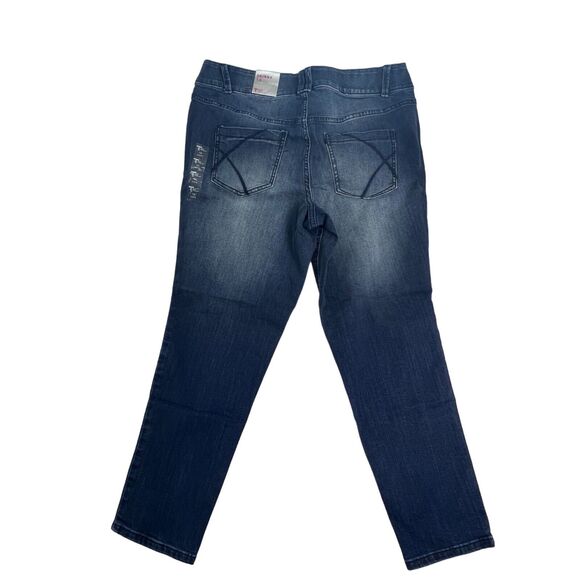 NWT Lane Bryant Tummy Control Dark Wash Jeans 14 PLUS Petite Skinny Jeans New - Picture 2 of 8